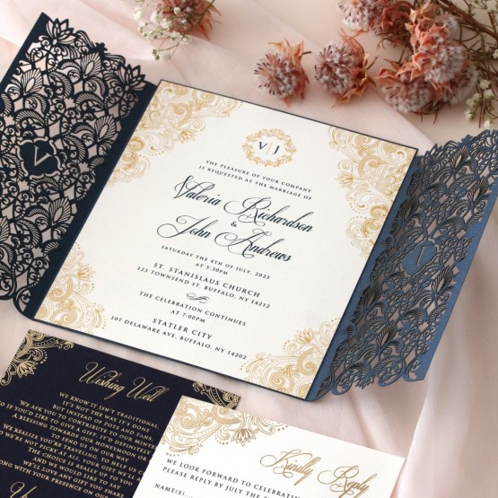 Imperial Navy  - Wedding Invitations - IWP19010WH-DGx - 188299