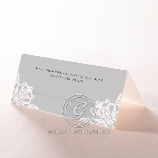 Black Divine Damask wedding reception place card design