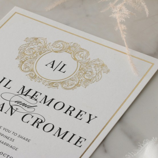 Simplified Crest and Border - Wedding Invitations - PM-KI300-PFL-GG-03x - 188160