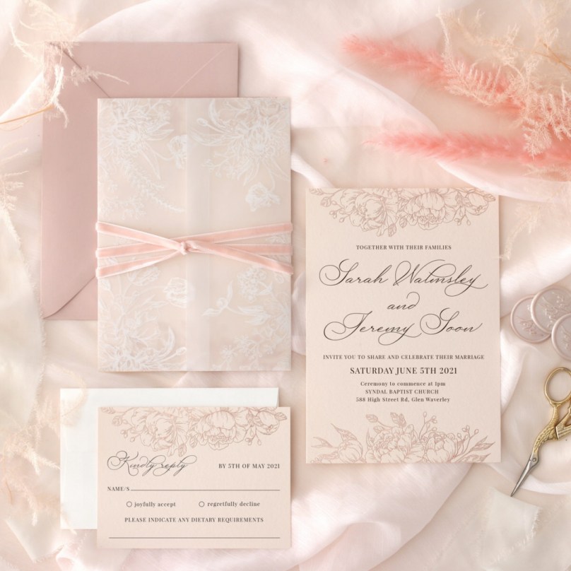 Vintage Blush Love  - Wedding Invitations - CR07-PFL-RG-10 - 189270