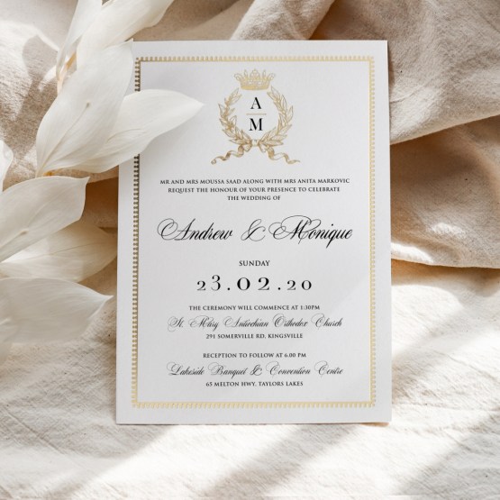 Regal Gold Matte foil wedding invitations