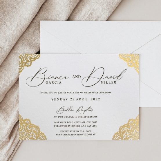 Intricate Border - Wedding Invitations - KI300-PFL-GG-11 - 184894