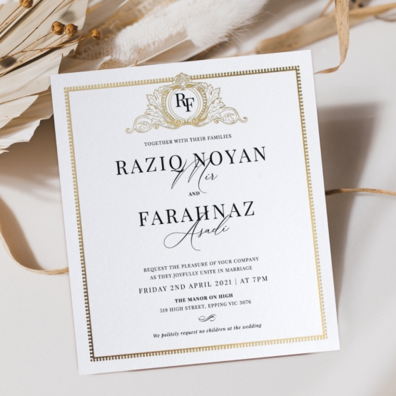 Royal Crest & Border - Wedding Invitations - KI300-PFL-GG-14 - 185978