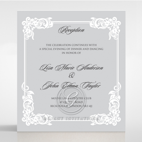 Black Divine Damask reception enclosure invite card