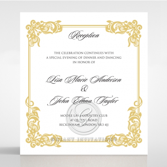 Divine Damask reception wedding invite card design