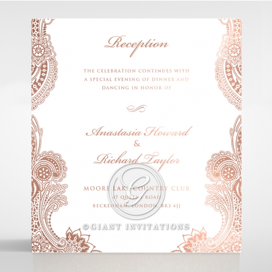 Regal Charm Letterpress with foil reception invitation