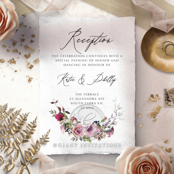 Watercolor Rose Garden reception invitation