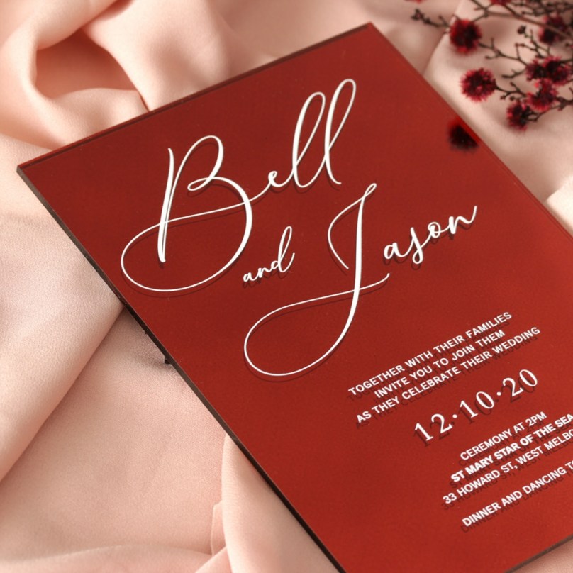 Captivating Red Mirror - Wedding Invitations - ACR-RDMR-WH-1 - 189360