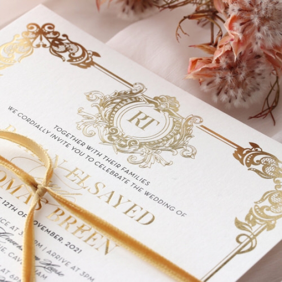 Regal Baroque Border - Wedding Invitations - KI300-GG-BL-05  - 185113