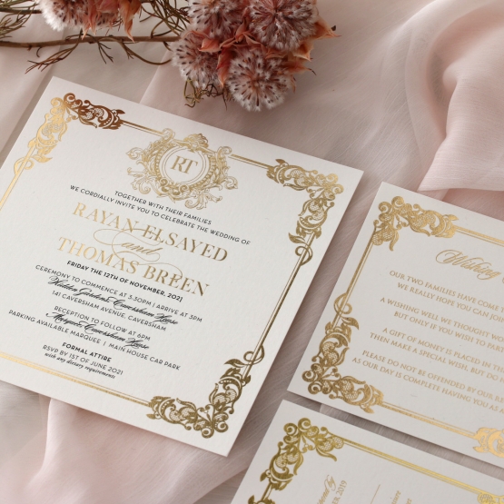 Regal Baroque Border - Wedding Invitations - KI300-GG-BL-05  - 185117