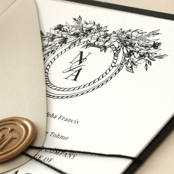 Ebony Foiled Wreath - Wedding Invitations - WP-CU550-B-01 - 184321