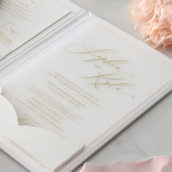 Hardcover Frosted Acrylic Pocket - Wedding Invitations - HC-GOLD-FR-1 - 185315