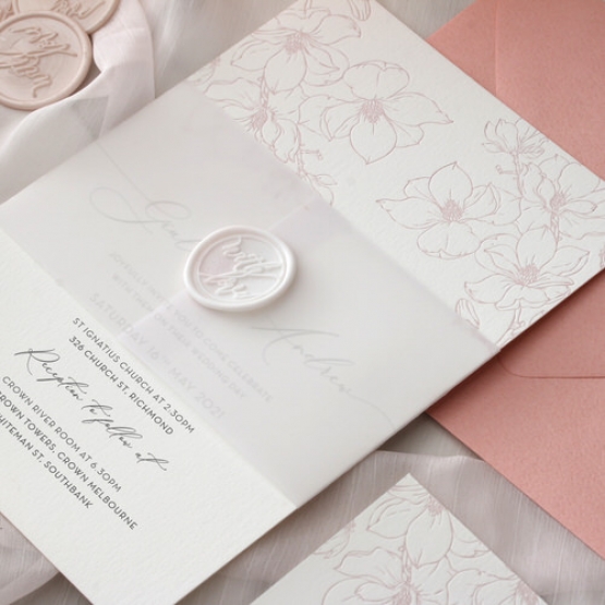 Blush Letterpressed Florals - Wedding Invitations - PM-IC330-PLP-PN-01 - 185105