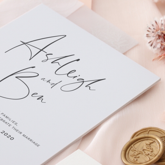 Black on White Acrylic - Wedding Invitations - ACR-WH-BL-01 - 185243