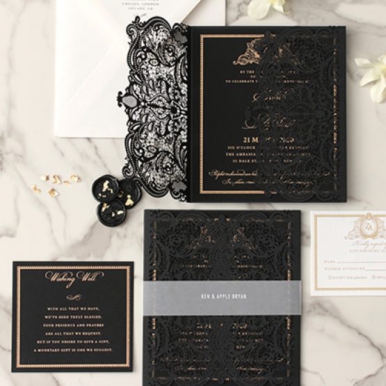 Lux Royal Lace with Foil - Wedding Invitations - PWI116142-F-GK - 184170