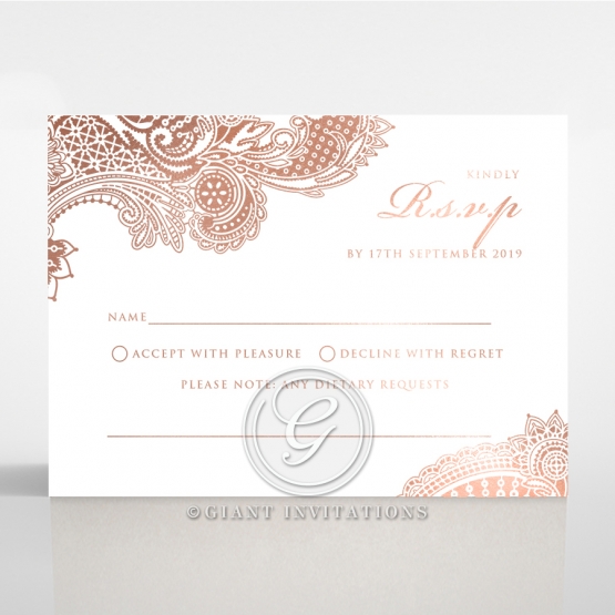 Regal Charm Letterpress with foil rsvp invitation