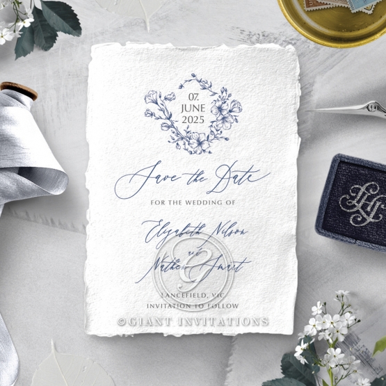 Enchanted garden wedding stationery save the date card design