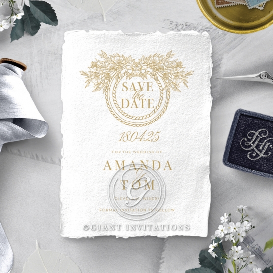 Heritage of Love wedding save the date stationery card design