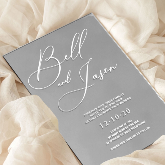 Modernly Sleek Mirror - Wedding Invitations - ACR-SVMR-WH-1 - 184732