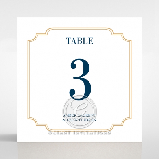 Noble Blue Gates wedding reception table number card stationery item