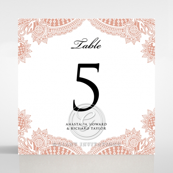 Regal Charm Letterpress wedding reception table number card