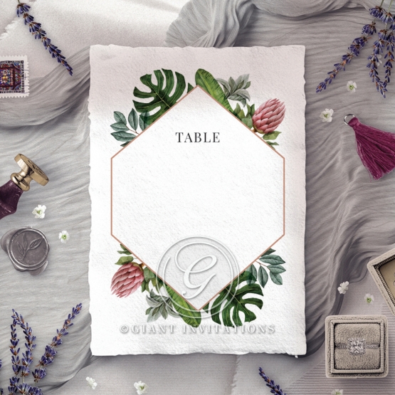 Tropical Island wedding venue table number card stationery item
