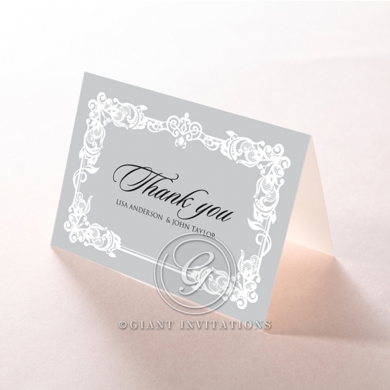 Black Divine Damask thank you stationery card item