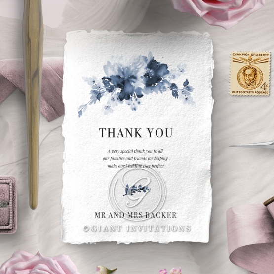 Dusty Watercolour wedding thank you stationery card