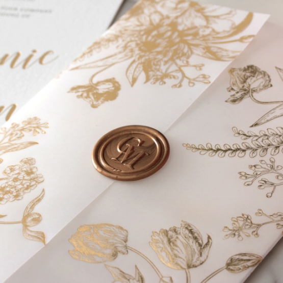 Foil Stamped Elegance with Gold Vellum Jacket - Wedding Invitations - VL-JK-GG-01 - 184969