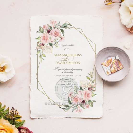 Geometric Bloom Wedding Invite Design