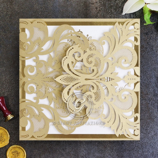 Regal Gold Matte foil wedding invitations