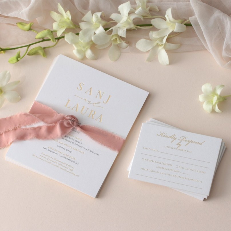 Trendy Foil Stamped Triplex  - Wedding Invitations - WP-TP02-MG-02-P - 189304