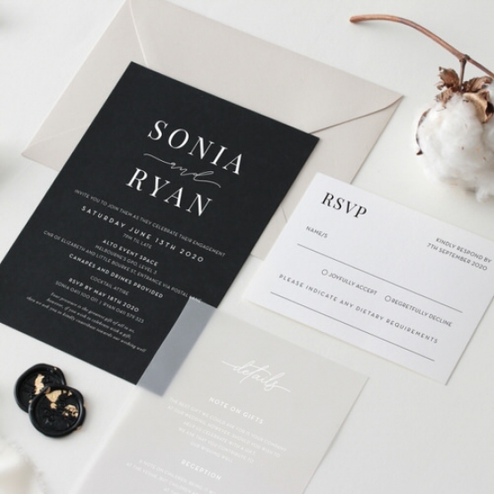 Sophisticated Monochrome - Wedding Invitations - GI-MB300-WH-02 - 185041