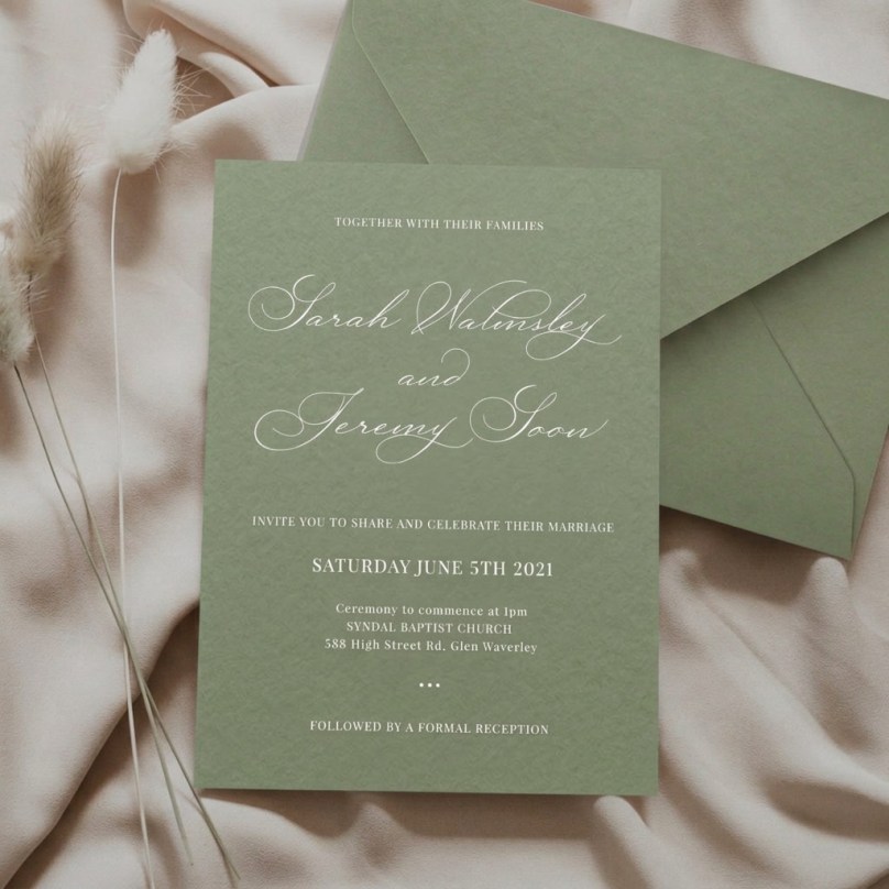 Sage Script White Ink - Wedding Invitations - CR14-WI-03-8176 - 189560