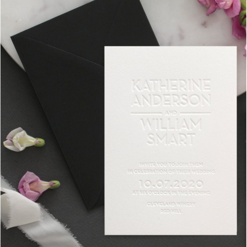 White on White Blind Letterpress - Wedding Invitations - IC55-LPBD-1 - 189318