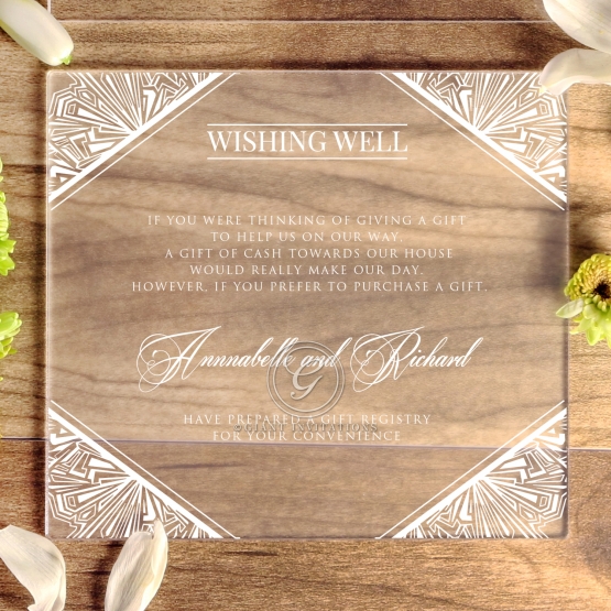 Acrylic Ace of Spades wedding gift registry invitation card design