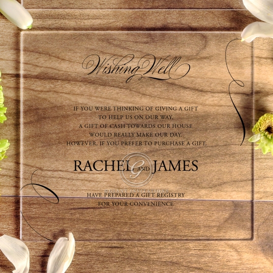 Acrylic Polished Affair wedding gift registry card design