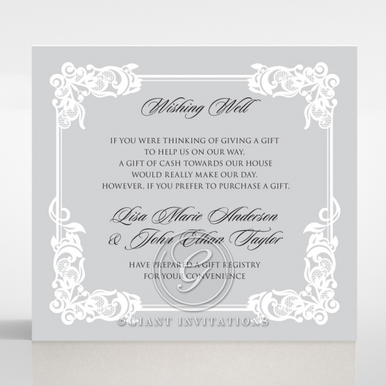 Black Divine Damask wedding stationery wishing well enclosure card