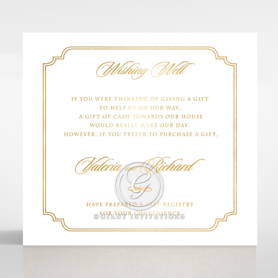 Ivory Victorian Gates with Foil wedding stationery wishing well enclosure invite card design