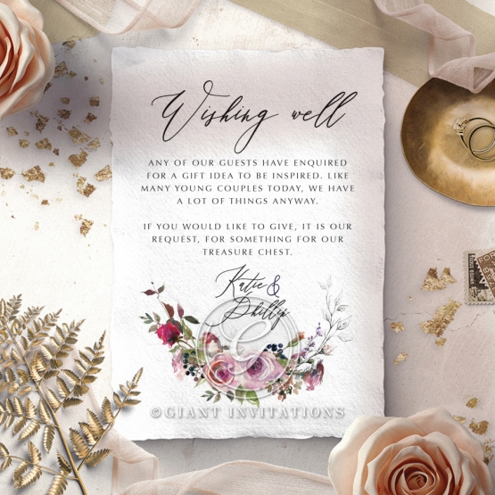Watercolor Rose Garden wishing well invite card