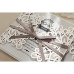 Silver/Gray Elagant Laser Cut Wrap - Wedding invitation - 31