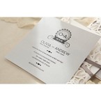 Silver/Gray Elagant Laser Cut Wrap - Wedding invitation - 39