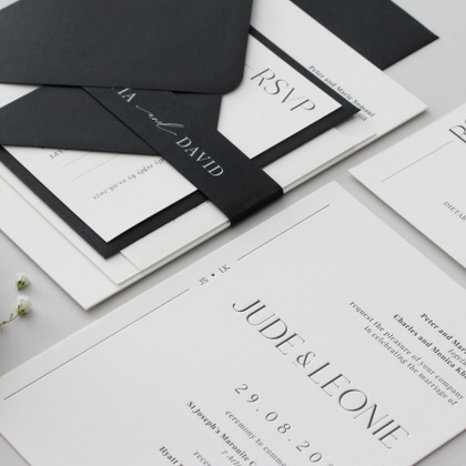 black and white letterpress invitations