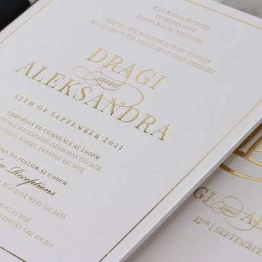 gold foil stamped heavyweight invite