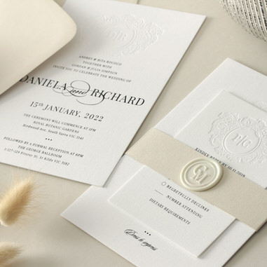 letterpress and foil stamp on invites